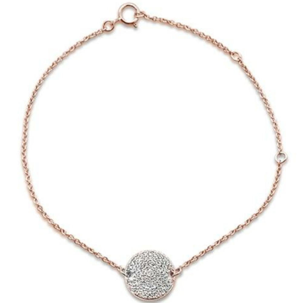 ..17ct 14kt rose gold diamond round micropave brac
